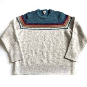 Faherty Donegal Ombre Striped Merino Wool Sweater Men XXL Cream Teal Coastal Sun